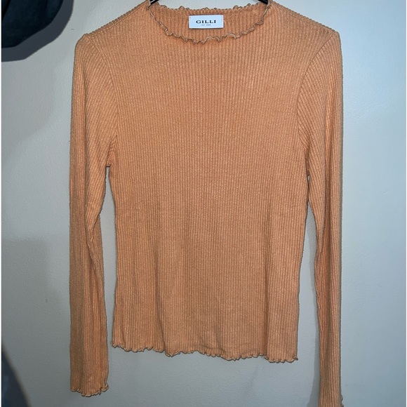 Gilli Women's Copper Lettuce Trim Soft Ribbed Knit Top - Size M - Picture 4 of 10